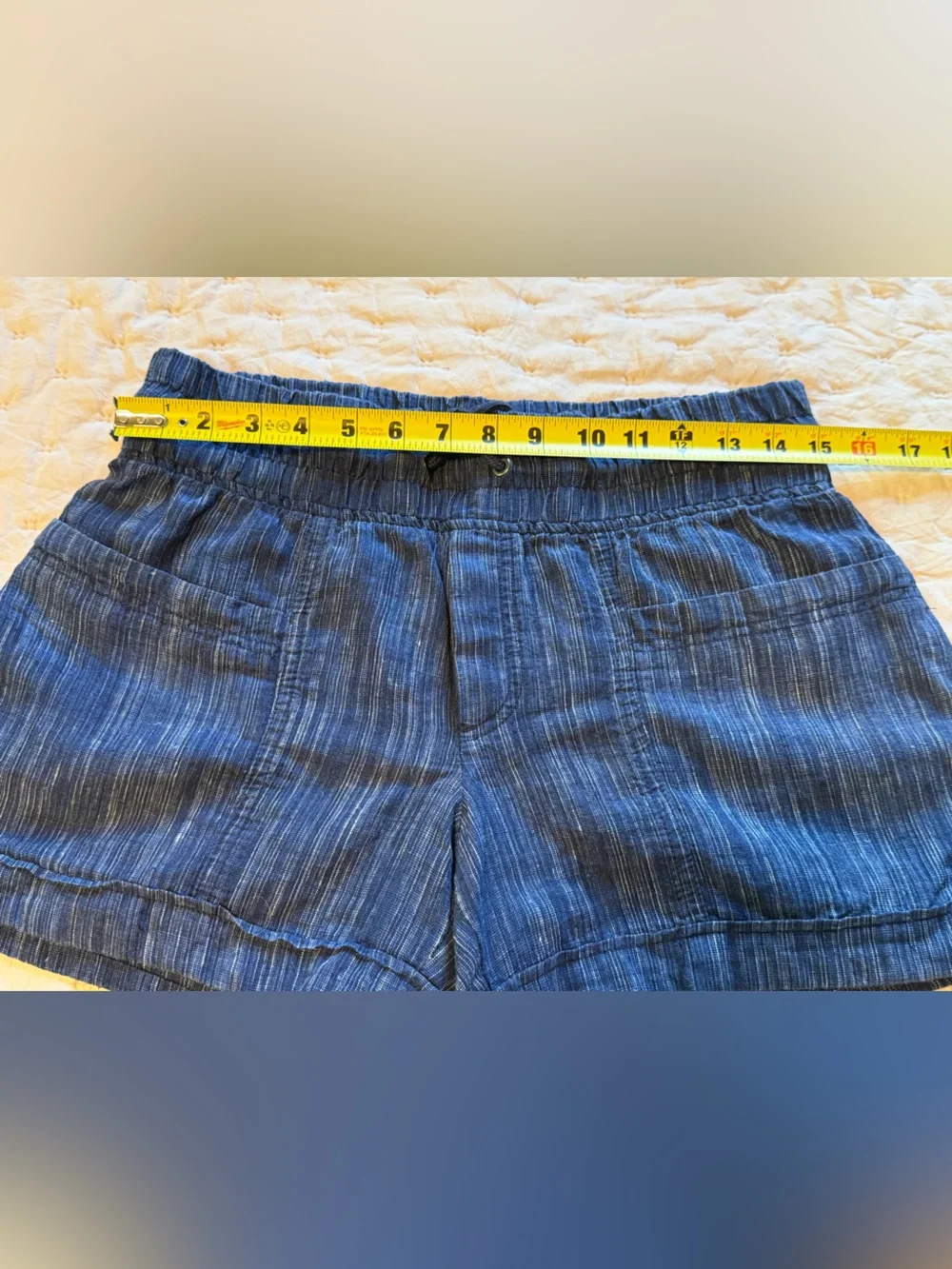 Athleta Cabo Linen Shorts (Blue, Size 4)